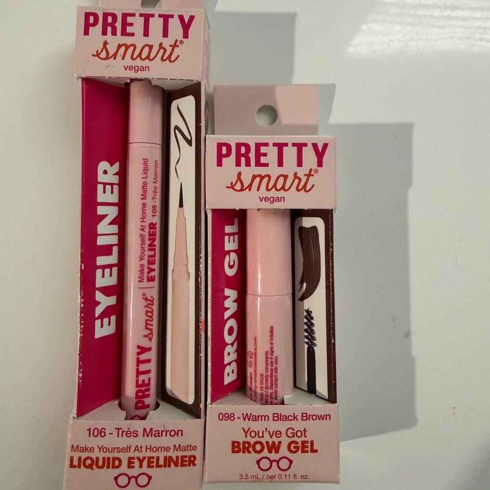 Vegan Brow Gel and Eyeliner Set - Warm Black Brown and Marron